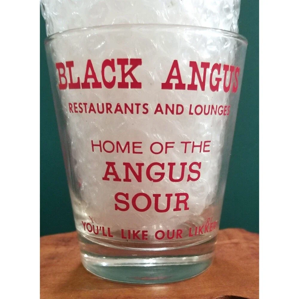 Vintage Black Angus Restaurant & Lounge Texas Bull Shot 8oz Rocks Glass Barware